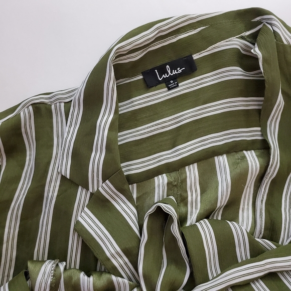 NWOT Cool As Can Be Olive Green Striped Duster - Picture 6 of 8